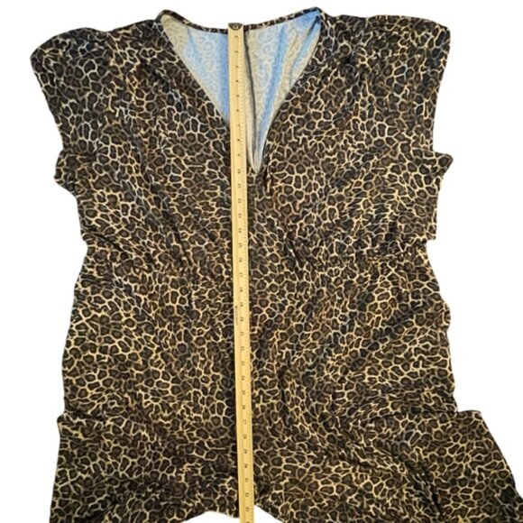 Plus Size Leopard Jumpsuit Cheetah Print Lounge One Piece Jump Suit Romper - Picture 11 of 14